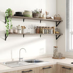 Axeman 55 Inch Floating Shelves | 8 Inch Deep Grey Wall Shelves Set of 2 | 55" W x 8" D Rustic Grey Wood Shelves for Bathroom