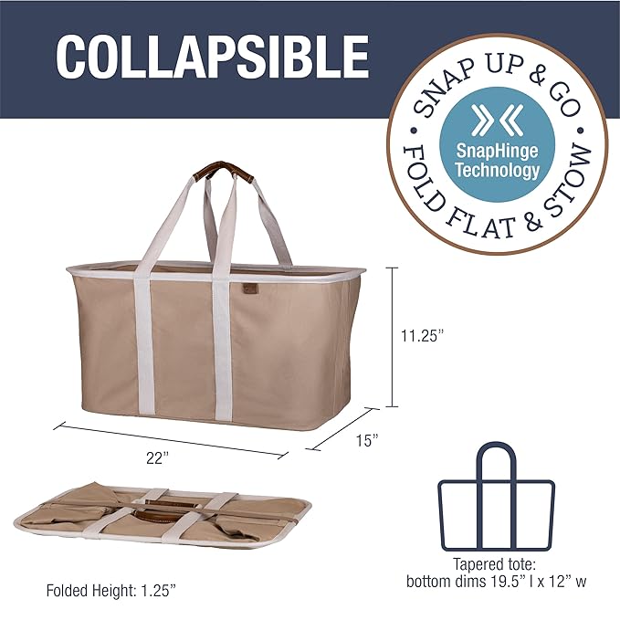 CleverMade Collapsible Laundry Tote 2-Pack (50L) – Foldable Carry-All Storage Bin for Laundry, Car Trunk, RV, Dorm & Home Org