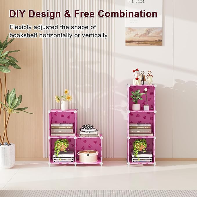 UNKU Cube Storage Organizer, 3 Cube Closet Organizer Storage Shelves, DIY Stackable Bookcase, Clothes Organizer Shelf for Clo