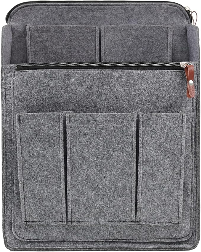 Surblue Felt Backpack Organizer Insert for Travel Rucksack and Daypack, Bag Insert Liner Pocket with Zipper, Large Capacity D