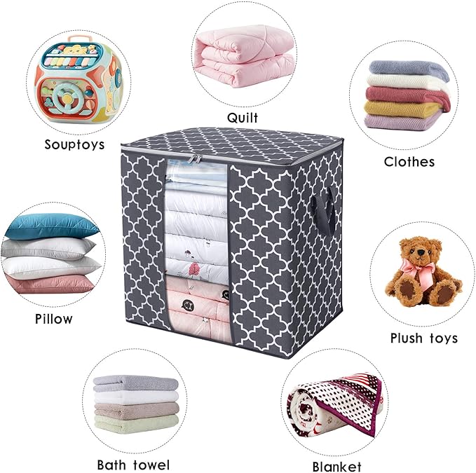 WISELIFE Storage Bags 6 Pack/100L Large Blanket Clothes Organization and Storage Containers for Comforters,Bedding, Foldable 