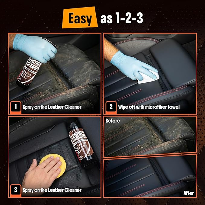 Car Leather Cleaner and Conditioner - pH Neutral, Non-Toxic & Non-Greasy - Gently Cleans, Restores and Protects Leather Seats