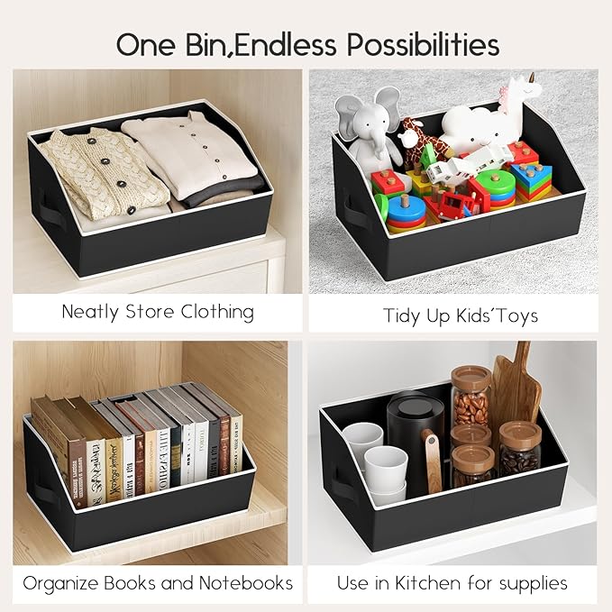 Homsorout Large Closet Organizers and Storage Bins - 10 Pack Trapezoid Storage Baskets for Shelves, Foldable Fabric Baskets w
