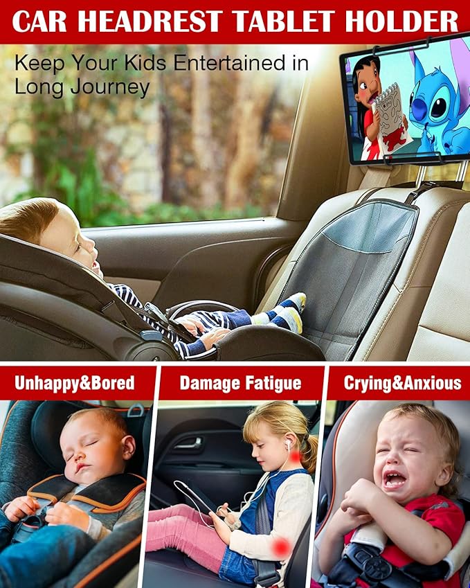 WONNIE 2 Pack Car Headrest Holder for 10-12.9" Large Size Tablets