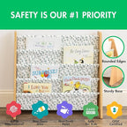 Humble Crew 4-Tier Kids Bookshelf, Natural/White/Green - Premium Book Shelf for Kids Rooms with Four Deep Pockets - Toddler S