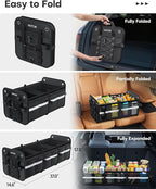 HOTOR Trunk Organizer - 3-Compartment Car Organizer and Storage with Cooler Bag, Foldable Car Storage Organizer for SUV with