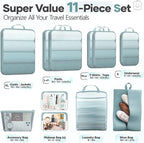 Veken 11 Set Compression Packing Cubes for Travel Essentials,Compressible Expandable Large Luggage Suitcase Organizer Bags fo