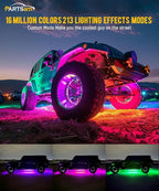 Partsam Car Underglow Neon Accent Strip Lights with APP Control Music Modes, Scene Options, Mic, DIY Wireless Control Underglow Led Lights Strips Adapter for Vehicle SUV Truck - 4 in 1