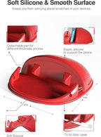 Loncaster Car Phone Holder, Car Phone Mount Silicone Car Pad Mat for Various Dashboards, Slip Free Desk Phone Stand Compatible with iPhone, Samsung, Android Smartphones, GPS Devices and More (Red)