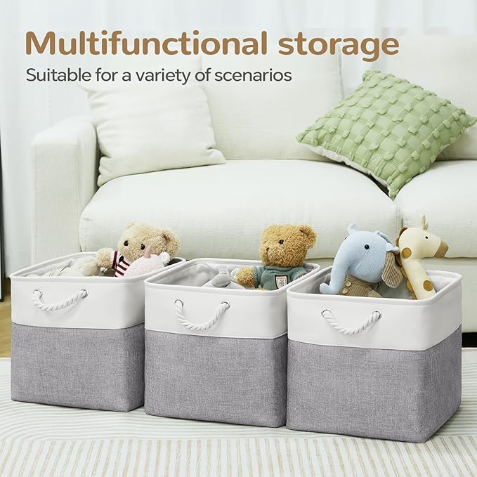 13 x 13 Inch Cube Storage Bins, 6 Pack Fabric Storage Basket with Handles, Foldable Boxes Organizer for Shelf Baskets for Hom