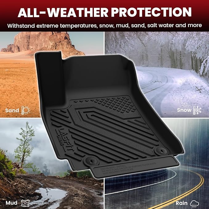 LASFIT Floor Mats & Cargo Mat for Kia Seltos 2026 2025 2024 (Not Fit SX), All Weather TPE Custom Fit Floor Liners 1st&2nd Row Full Set Car Mats Accessoires for Kia Seltos 2024-2026, Black