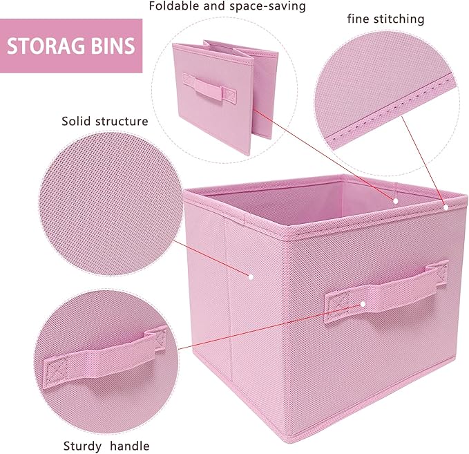EBIGIC Storage bins collapsible storage bins,cube storage organizer （Pack of 3） 10.5 * 10.5 * 11 inch,For home and office Col