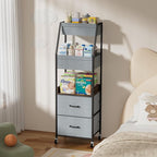 Baby Diaper Caddy Organizer and Storage - 5 Tier Rolling Cart with Dividers and Drawers, Mobile Utility Cart with Wheels for 