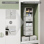 Vailando 6-Shelf Hanging Closet Organizer with 3 Drawers, 2 Separable 3-Shelf Closet Organizers and Storage for Wardrobe Orga