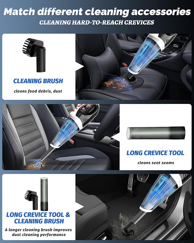 BRL Handheld Vacuum Cordless, Brushless Car Vacuum Cleaner with 12000PA Powerful Suction, 2 Suction Modes Mini Hand Vacuum, D