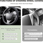 【2025 Model】 Breathable Soft Leather Car Steering Wheel Cover for Men Women, Non-Slip, Comfortable,Universal 15 inches Steeri