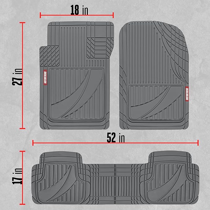 Motor Trend FlexTough™ Heavy Duty Rubber Gray Car Floor Mats All Weather & Jumbo SUV Cargo Liner Full Set - Universal Trim to Fit Automotive Floor Mats & Trunk Mats for Cars Interior Accessories