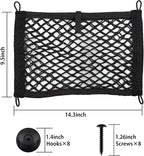 Universal 2 Pack Elastic Small Cargo Net Pocket Organizer Pouch Bag 14.3 x 9.5 inches RV Netting Storage Pocket with 8 Pieces