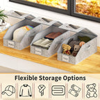 3 Pack Stackable Hat Organizer for Baseball Caps, Hat Storage with Clear Window Lid, Holds up to 45 Ball Cap Storage Organize