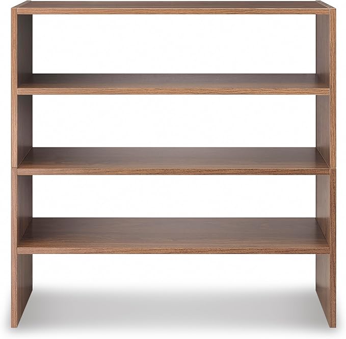 Whitmor Wood Stackable 2-Shelf Shoe Rack, Walnut, 31 inches，2 Pack