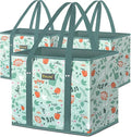 BALEINE 3Pk Reusable Grocery Bags, Foldable Shopping Bags for Groceries with Reinforced Bottom & Handles (Spring Stroll)
