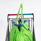 Handy Sandy 3-Pack Reusable Grocery Cart Bags – Foldable Shopping Organizers with Universal Cart Clips, PE Board Base