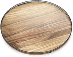 Acacia Wood 24" Lazy Susan Turntable Organizer for Table Top, Farmhouse Extra Large Round Lazy Susan for Serving Kitchen Coun