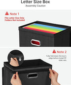 Oterri 2 Pack File Organizer Boxes with Lids, File Box with Mesh Pockets, Document Organizer Box for File Folders Letter Size