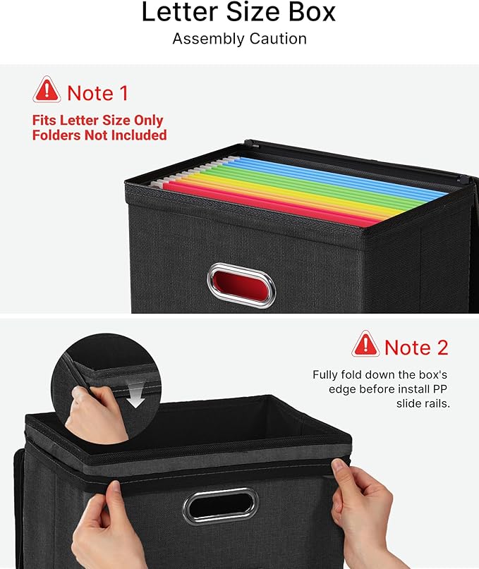 Oterri 1 Pack File Organizer Boxes with Lids, File Box with Mesh Pockets, Document Organizer Box for File Folders Letter Size