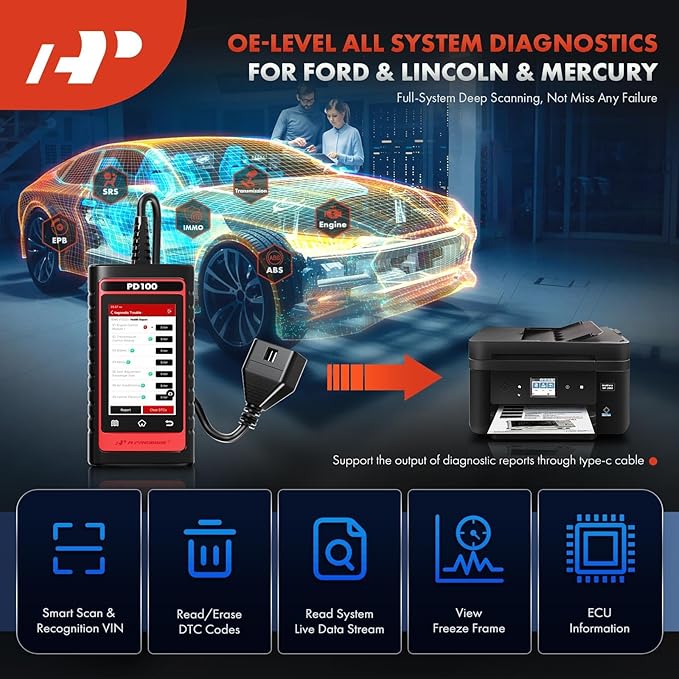 A-Premium 2025 PD100F for Ford Lincoln Mercury Full System OBD2 Scanner Diagnostic Tool, Bi-Directional Code Read Scan Tool,