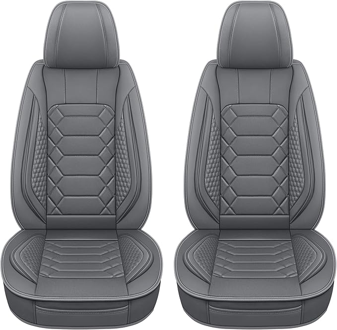 Leather Car Seat Covers Front Set, Waterproof Faux Leather Seat Covers for Cars, Non-Slip Car Interior Covers Universal Fit f