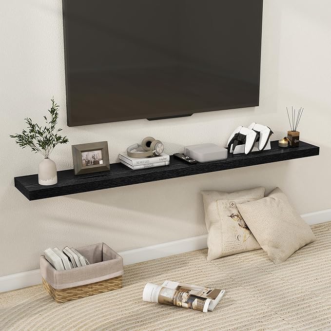 Fun Memories 66 Inch Fireplace Mantel Shelf with Invisible Bracket, 8 Inch Deep Floating Shelf for Living Room, Kitchen, Farm