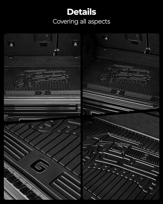 3W Cargo Liner Fit for 2019-2025 2026 Mercedes-Benz G Class G500/G550/G580/AMG G63 SUV TPE All Weather Custom Fit Trunk Mat, Black