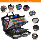 Fireproof Document Organizer with Lock,Hard-Shell Case Fireproof Document Box with Shoulder Strap,Portable File Organizer wit