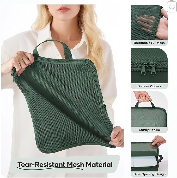 Veken 9/11 Set Compression Packing Cubes for Travel Essentials,Compressible Expandable Large Luggage Suitcase Organizer Bags 