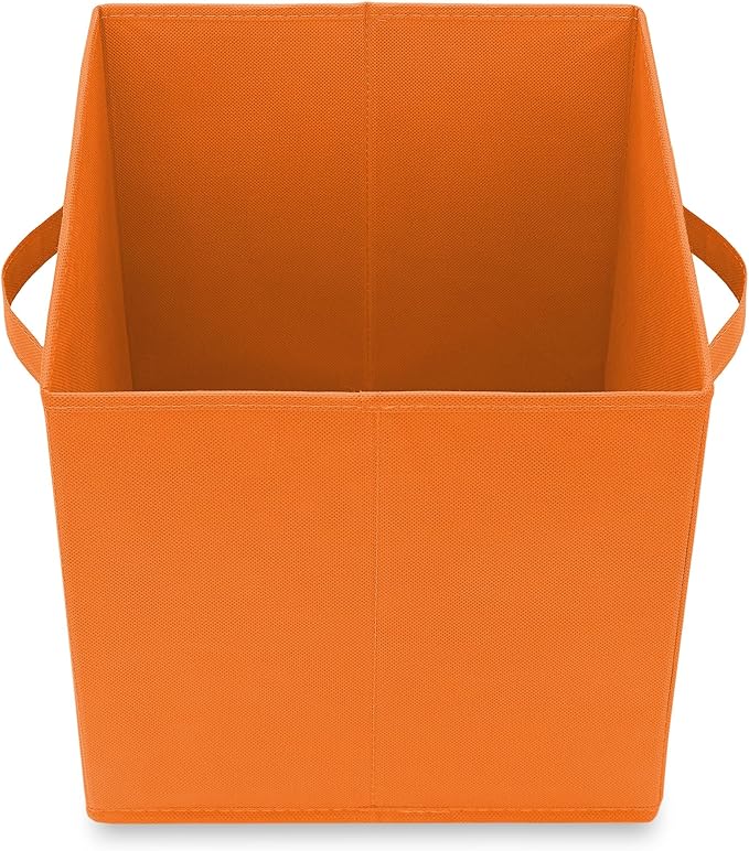 Casafield Set of 6 Collapsible Fabric Cube Storage Bins, Orange - 11" Foldable Cloth Baskets for Shelves, Cubby Organizers & 