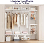 SWTYMIKI Hanging Closet Organizer Storage - 3 Tier Metal Stackable Hanging Closet Shelves with Dividers and S Hooks, Foldable