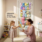 Over Door Large-Capacity Stuffed Animal Storage with Metal Hook & Wooden Stick, Hanging Plush Animal Bear Doll Toy Organizer 