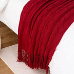BATTILO HOME Christmas Decor Red Throw Blanket for Couch, Boho Bed Throws for Foot of Bed, Decorative Red Throws for Sofa Liv