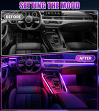 KENANEK 175inch Acrylic LED Lights for Car Kit – 6 Dreamcolor Interior Car LED Strip Lights, APP/Remote/Control Box, Music Sync, Dual USB Cigarette Lighter, Universal Fit for Car/SUV/Truck