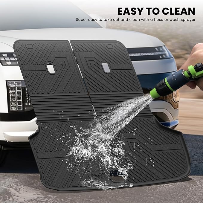 LASFIT Backrest & Cargo Mats for Hyundai Ioniq 9 2026, All Weather TPE Custom Fit Hyundai Ioniq 9 2026 Full Set Car Accessories Backrest Mats & Trunk Liners,Black