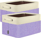 BALEINE 2 Pack Fabric Closet Storage Bins for Shelves, Linen Closet Organizers and Storage, Decorative Baskets for Organizing