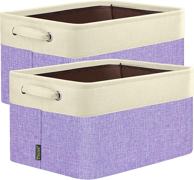BALEINE 2 Pack Fabric Closet Storage Bins for Shelves, Linen Closet Organizers and Storage, Decorative Baskets for Organizing