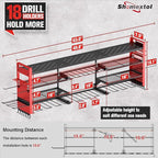 49.8" W Super Large Power Tool Organizer Wall Mount,4-Layer Heavy Duty Tool Storage with 18 Cordless Drill Holder,600 lb Capa