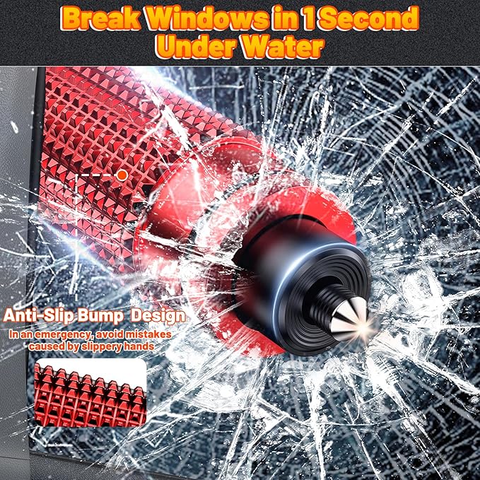 Safety Hammer - Safe Hammer Glass Breaker Under Water, Upgraded Antiskid, Car Hammer Seatbelt Cutter Car Window Breaker Emerg