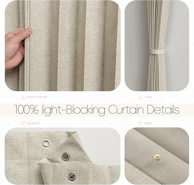 Jilron Accordian Door Curtain, 100% Blackout Folding Magnetic Doorway Curtains,Linen Style Closet Doors,for Room Divider,Priv