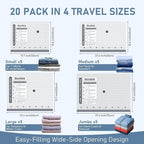 20 Pack Travel Vacuum Storage Bags with Rechargeable Electric Pump, Compression Packing Seal Bag for Luggage, 5 Small + 5 Med
