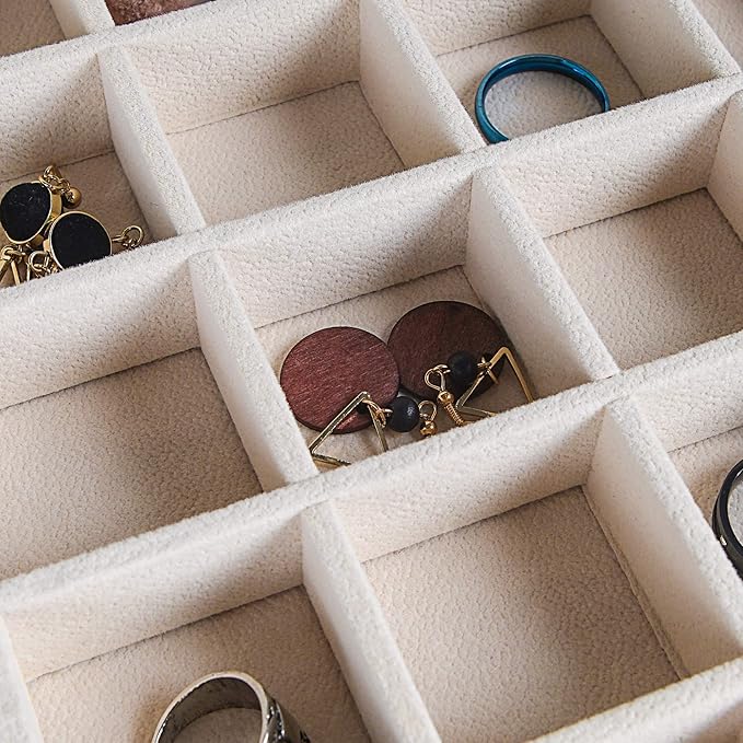 Frebeauty Earring Holder Organizer, 50 Slots Earring Organizer,2 Layer Jewelry Box for Earrings and Necklace,PU Jewelry Organ