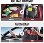 LXUNYI Car Organizer Back Seat, 2 Pack Waterproof Pu Leather Car Seat Storage Bag Large Foldable Universal Hanging Car Seat Back Organizer for Kids & Adults with Cup Holders Car Travel Accessories