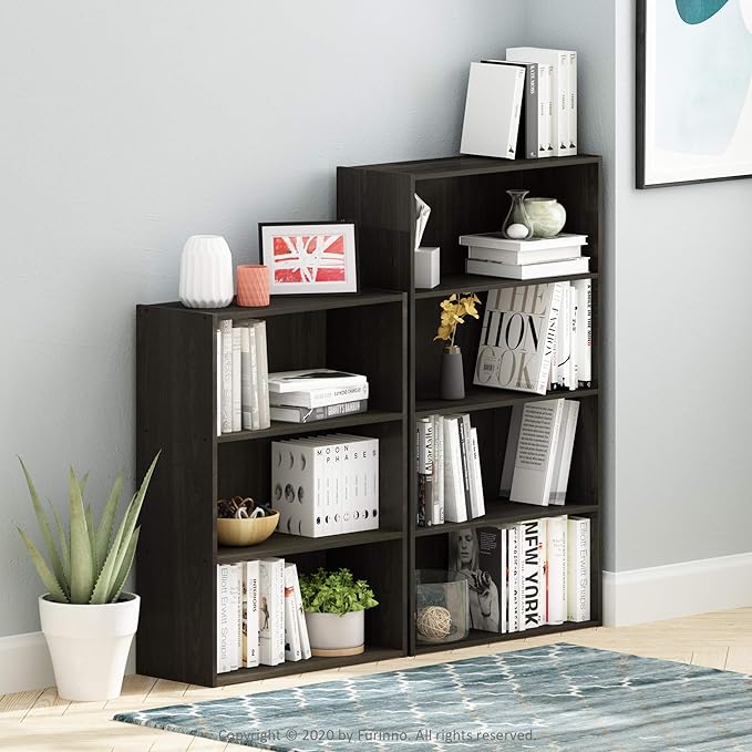 Furinno PASIR Book Shelf, 4-Tier Bookshelf, Bookcase with Open Shelf, 9.4 x 23.6 x 41.7, for Living Room, Bedroom, Home Offic
